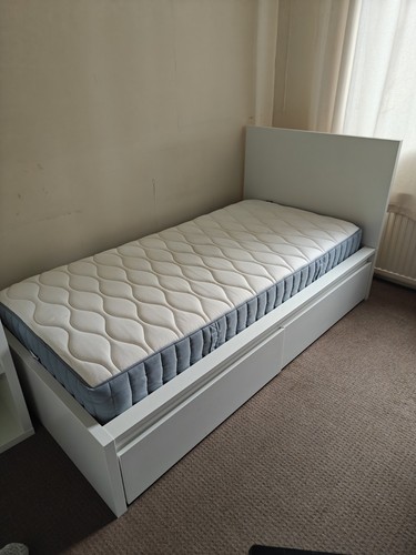 Ikea white single storage bed - white,