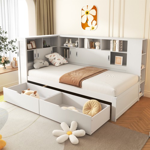 Single bed with bookcase - bed,