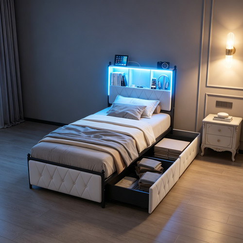 3ft upholstered single - upholstered, bed