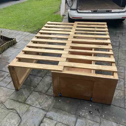 Single wooden bed frame with - bed,