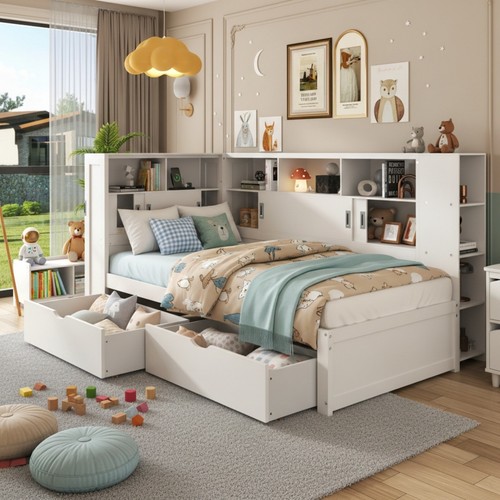 3ft single wooden storage - single, bed