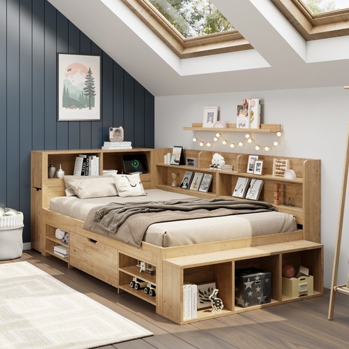 Multifunctional wooden bed - multifunctional,