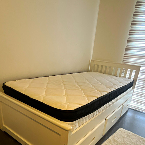 White painted wooden single - white,