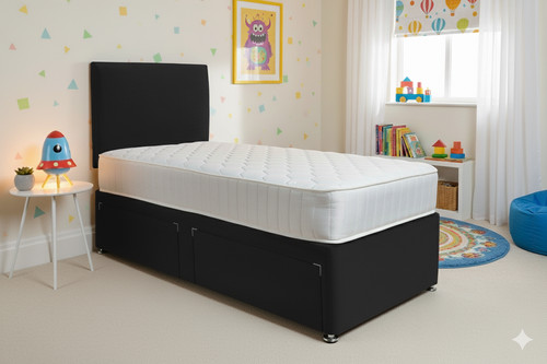 Plush single divan - bed, 3ft
