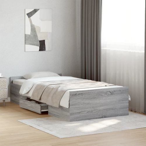 Bed frame with drawers grey - frame,