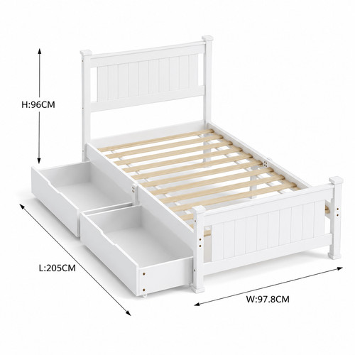 Single bed frame solid - frame,, pine