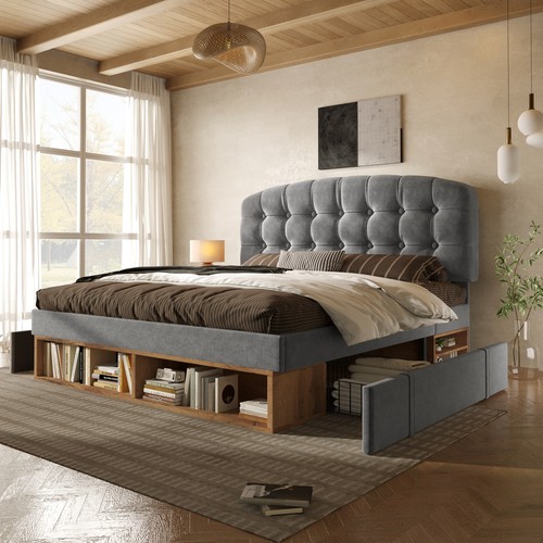 5ft upholstered bed - ,