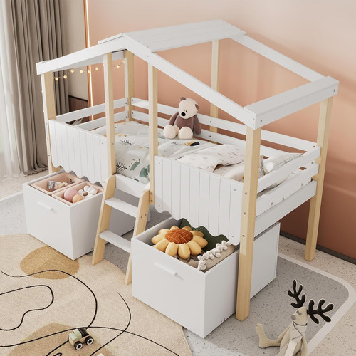 Kids wooden house bed 3ft - house,
